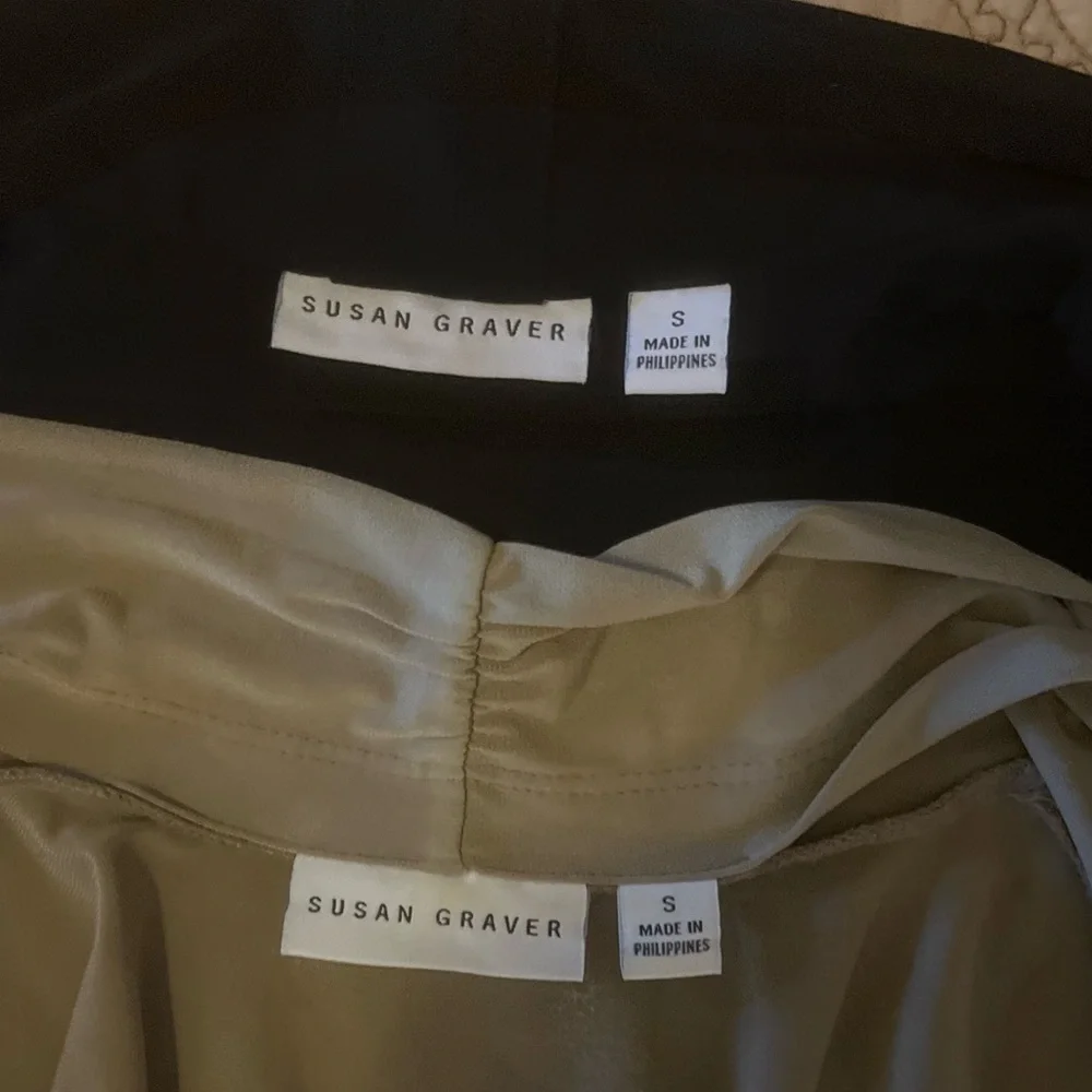 Lot 2 Susan Graver Open Front Cardigan - Black Taupe Tan, Size S